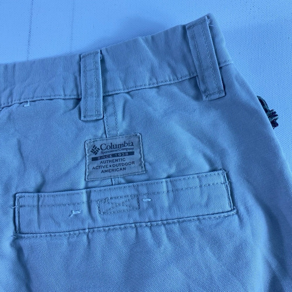 Columbia Pants Mens 38" Tan Beige Cotton 34" Inseam Cargo Flat Front Zip Pocket